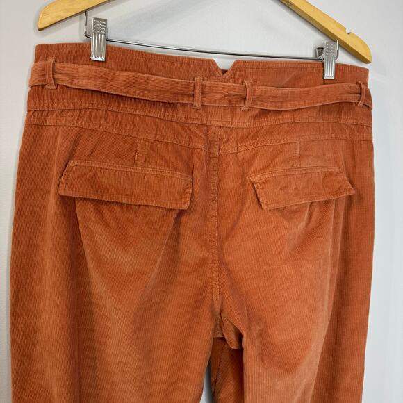 Sundance Emily Softest Corduroy Crop Pants Tie Coral Casual Relax Sz 16 - Picture 9 of 12